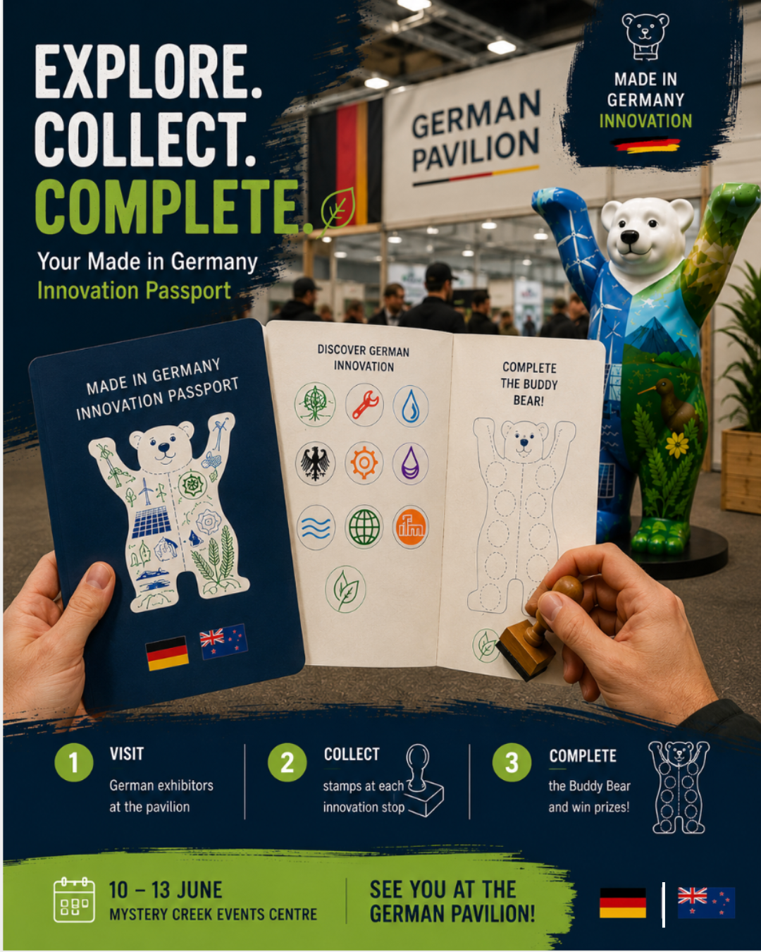 Explore. Collect. Complete. — Innovation Passport reveal.
